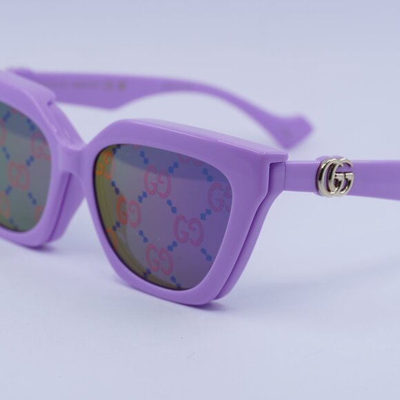 🕶️ New Gucci GG1542S 002 Sunglasses - Lilac Frame, Clear/Blue Lenses - Picture 4 of 12